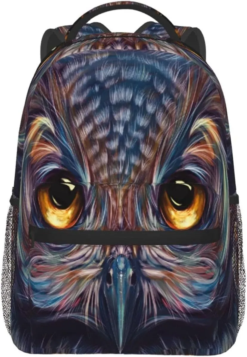 Owl-Colorful-Art-5k-Pt-5120x2880 Backpack Laptop Backpack Sports Travel Shoulder bag Light casual backpack