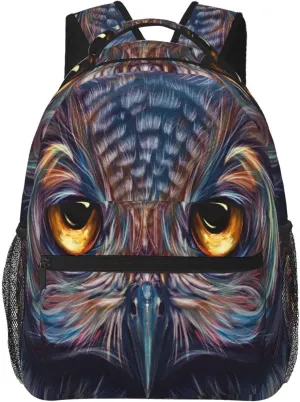 Owl-Colorful-Art-5k-Pt-5120x2880 Backpack Laptop Backpack Sports Travel Shoulder bag Light casual backpack
