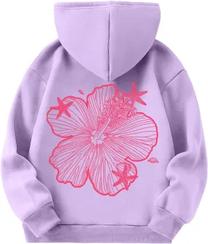 Palm Puff Hoodies For Kids Girls Cute Graphic Preppy Sweatshirt Teen Girls Oversized Y2K Hoodie Pullover with Pockets