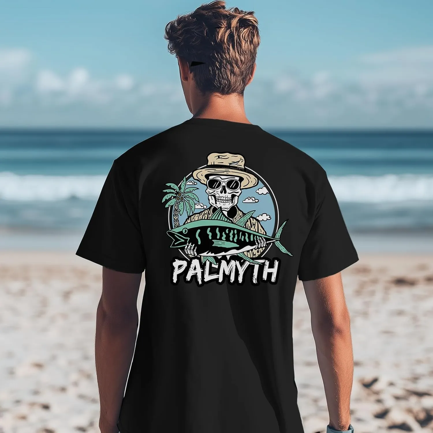 Palmyth Mens Fishing Shirts Short Sleeve UPF 50  T-Shirt UV Sun Protection SPF Tee Quick Dry