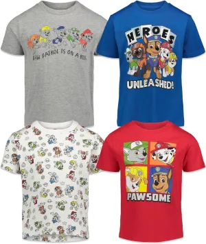 Paw Patrol Chase Marshall Rubble Rocky 4 Pack Graphic T-Shirts Toddler to Big Kid