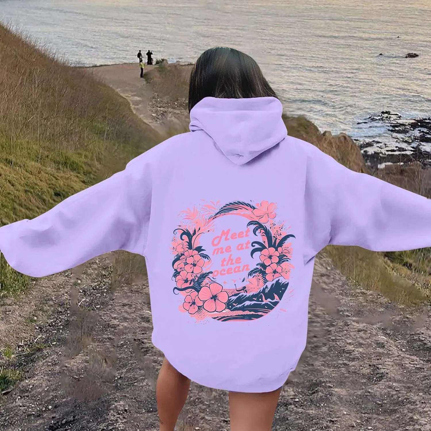 Pink Hoodie Oversized Hoodies for Women, Teen Girls Preppy Sweatshirt Long Sleeve Sweatshirts,Pink