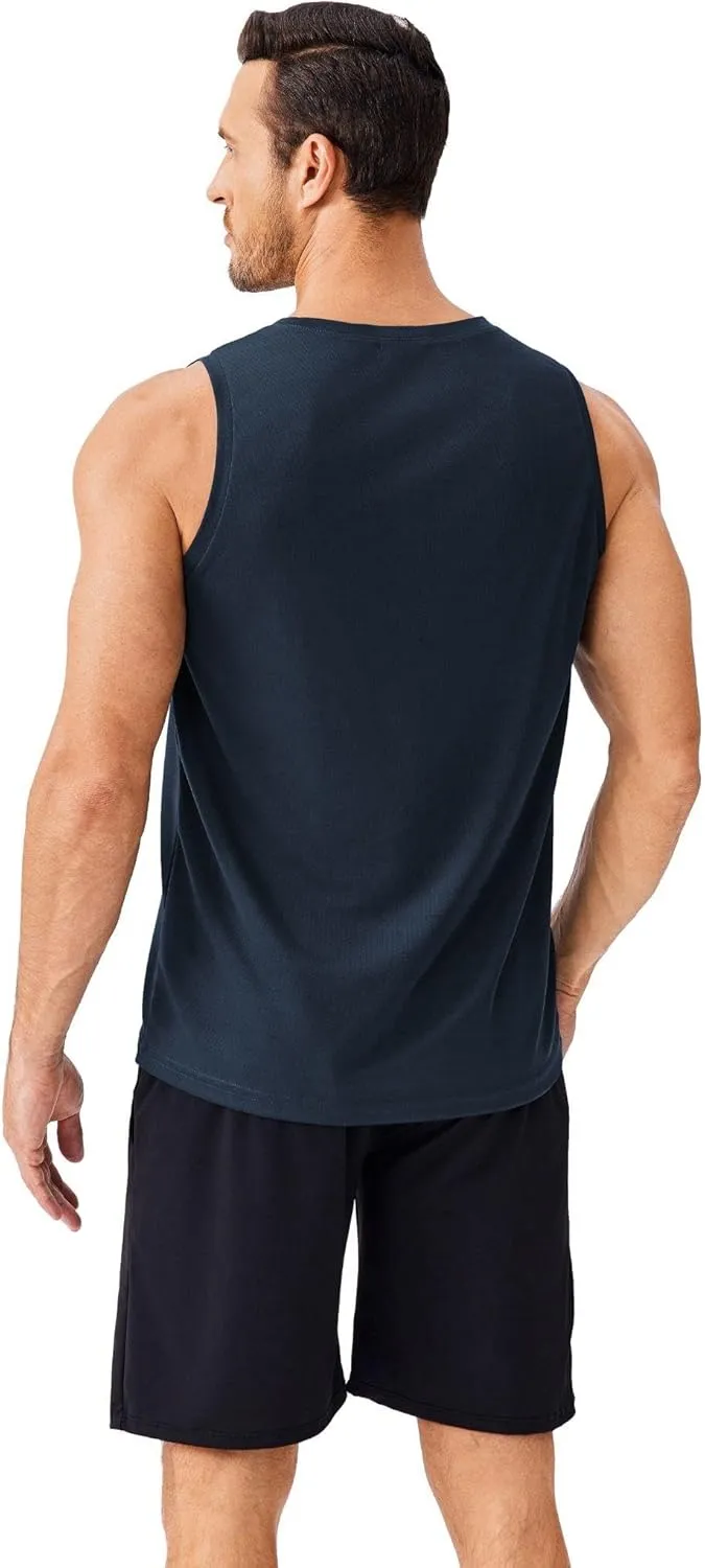 PINSPARK Men's 3 Pack Workout Tank Tops Quick Dry Sleeveless Muscle Tee Gym Bodybuilding Fitness Shirts for Men