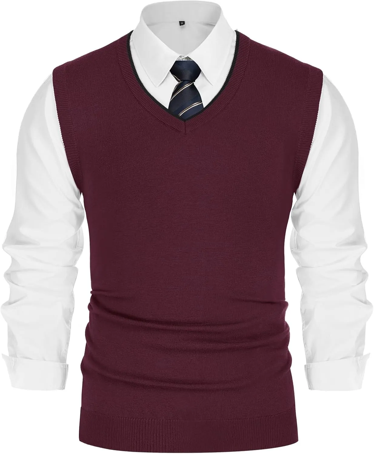 PJ PAUL JONES Mens Sweater Vest Wool Blended Knitted Vest Sweaters V-Neck Sleeveless Pullover Vests