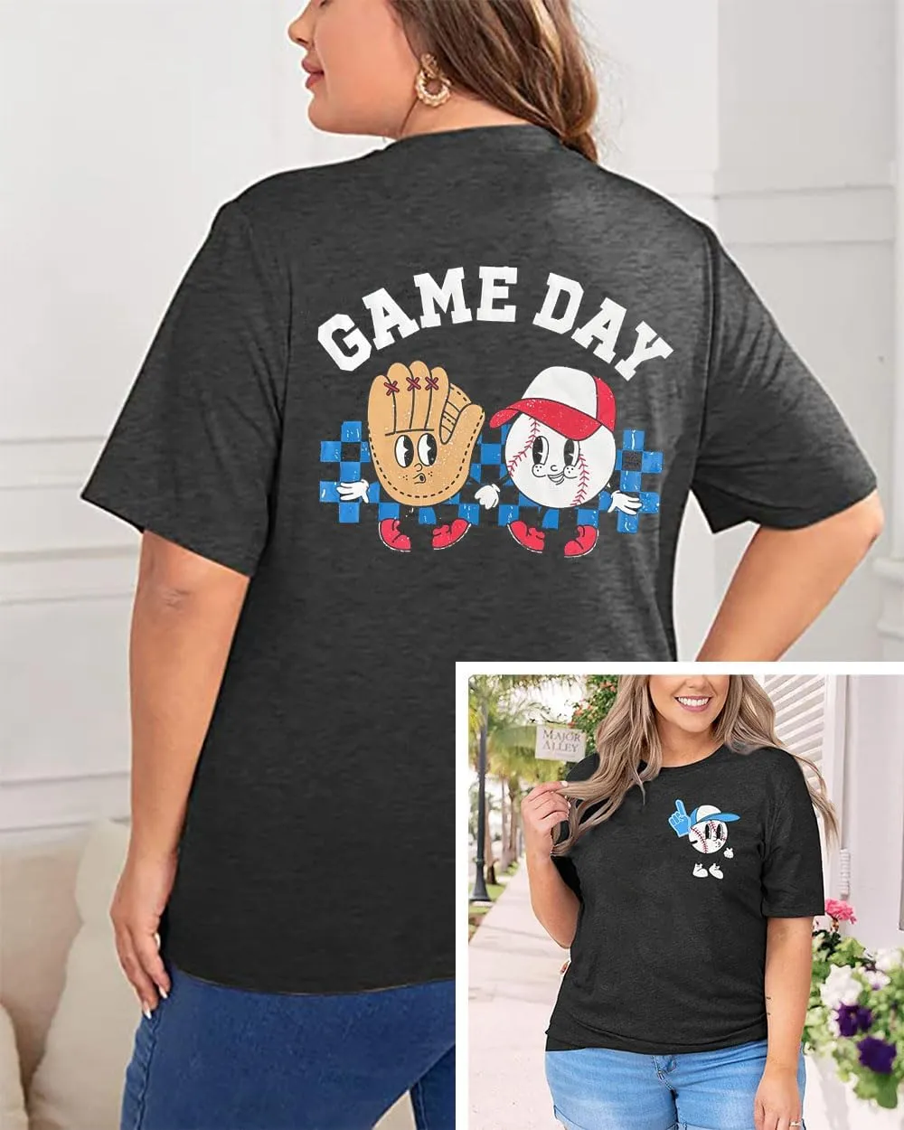 Plus Size Baseball Shirt Women Baseball Mom Shirts Gameday Short Sleeve Tees in My Baseball Mom Era Summer Casual Tops