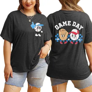 Plus Size Baseball Shirt Women Baseball Mom Shirts Gameday Short Sleeve Tees in My Baseball Mom Era Summer Casual Tops