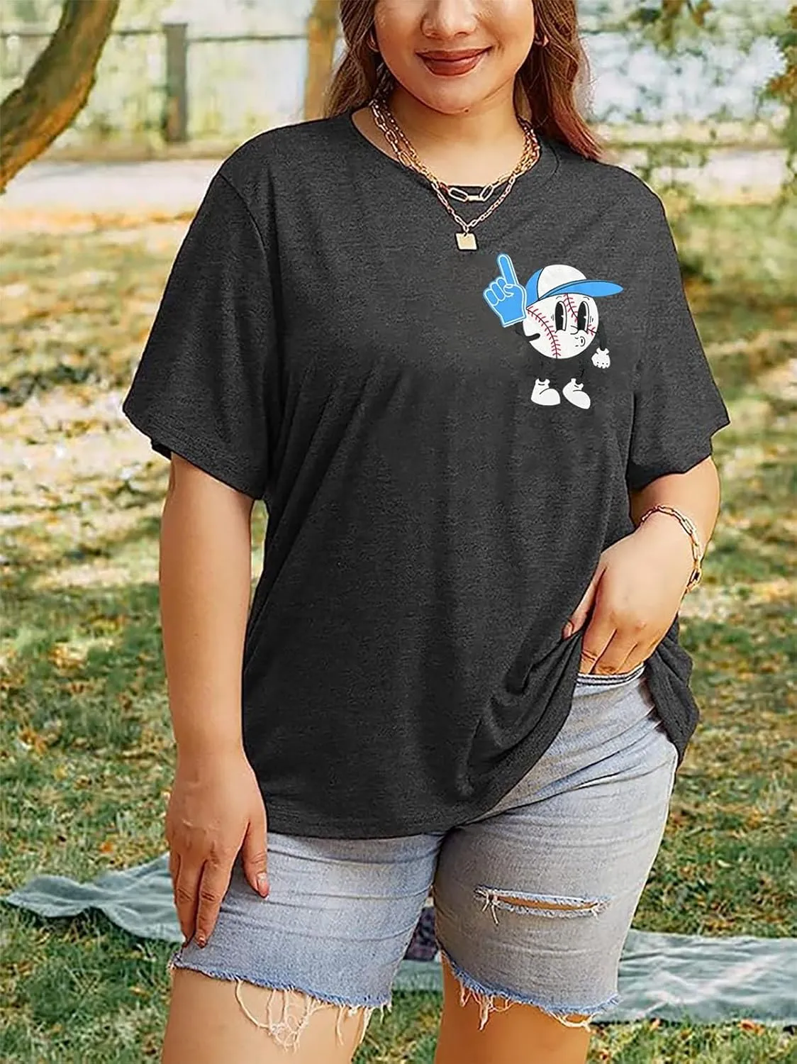 Plus Size Baseball Shirt Women Baseball Mom Shirts Gameday Short Sleeve Tees in My Baseball Mom Era Summer Casual Tops