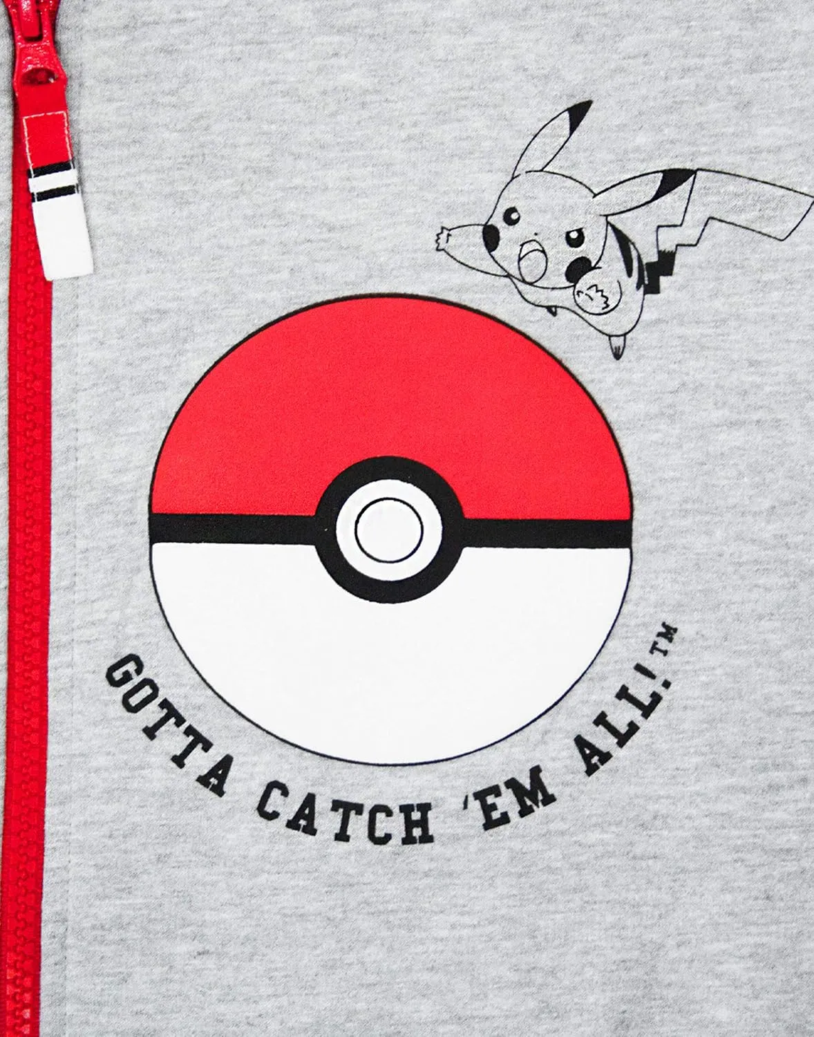 Pokemon Boys Hoodie Zip Up Grey Long Sleeve Hooded Sweater