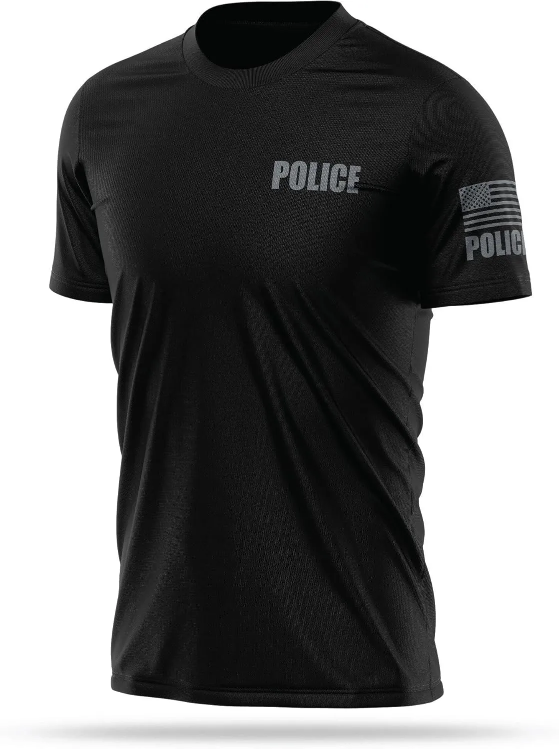 Police Utility Shirts for Men | USA Patriotic Lightweight Tee | Micro Polyester, Moisture-Wicking Quick-Dry Comfort.