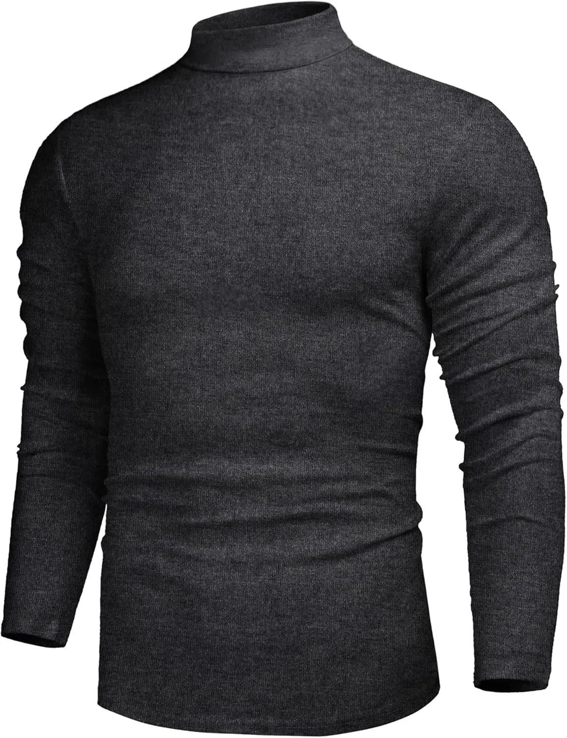 Poriff Men's Casual Mock Neck Tops Long Sleeve Slim Fit Turtleneck Pullover Sweaters