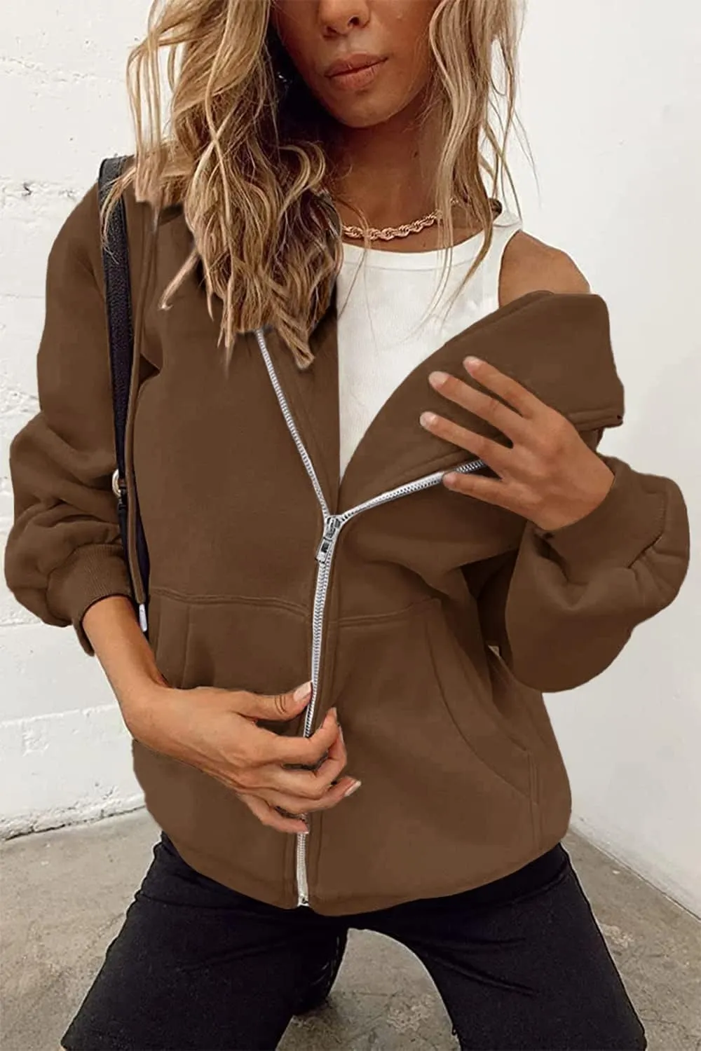 PRETTYGARDEN Women's Zip Up Y2K Hoodies Casual Long Sleeve Track Jackets with Pockets