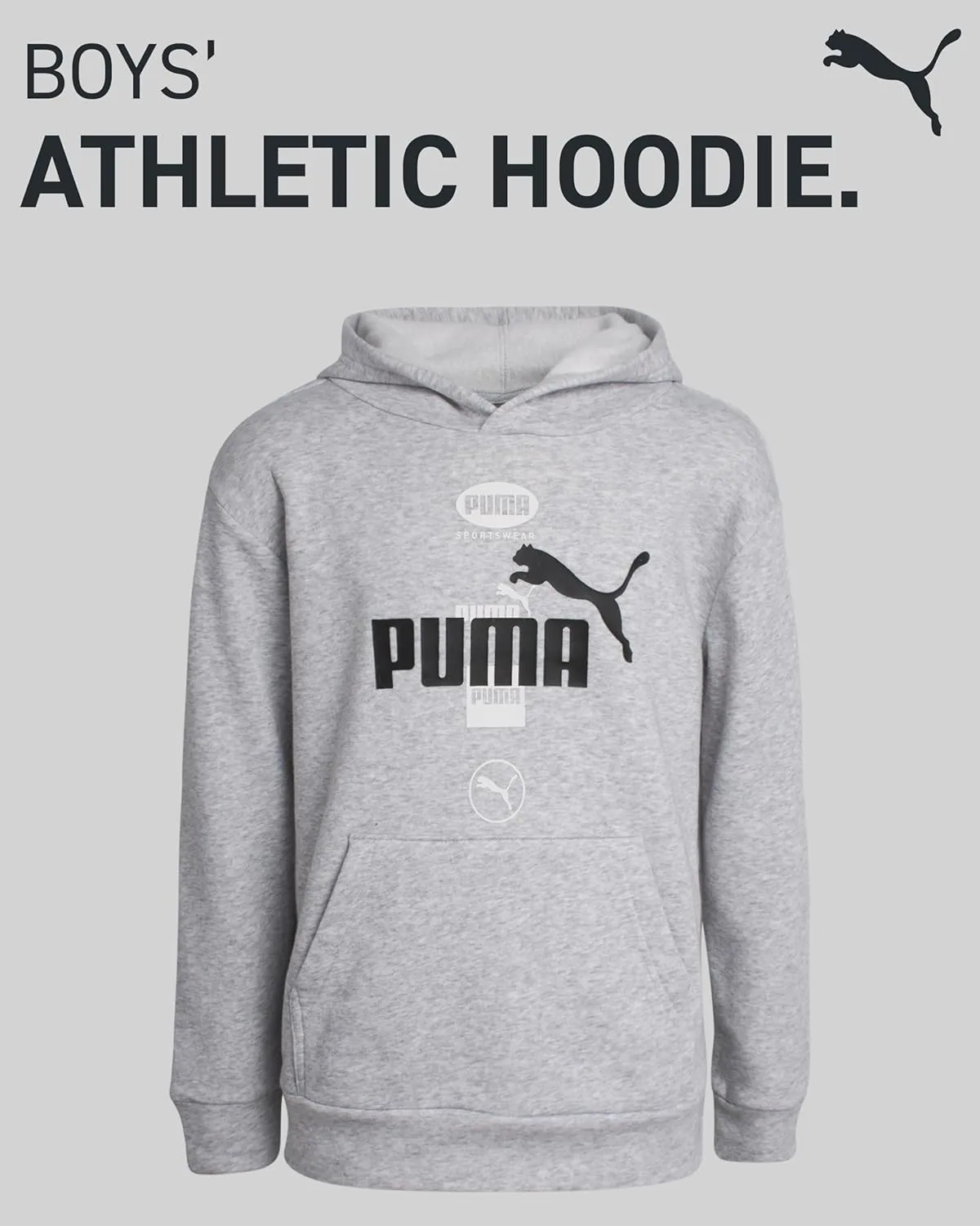 PUMA Boys' Athletic Hoodie - Performance Fleece Pullover Graphic Sweatshirt for Boys (Sizes: 8-20)