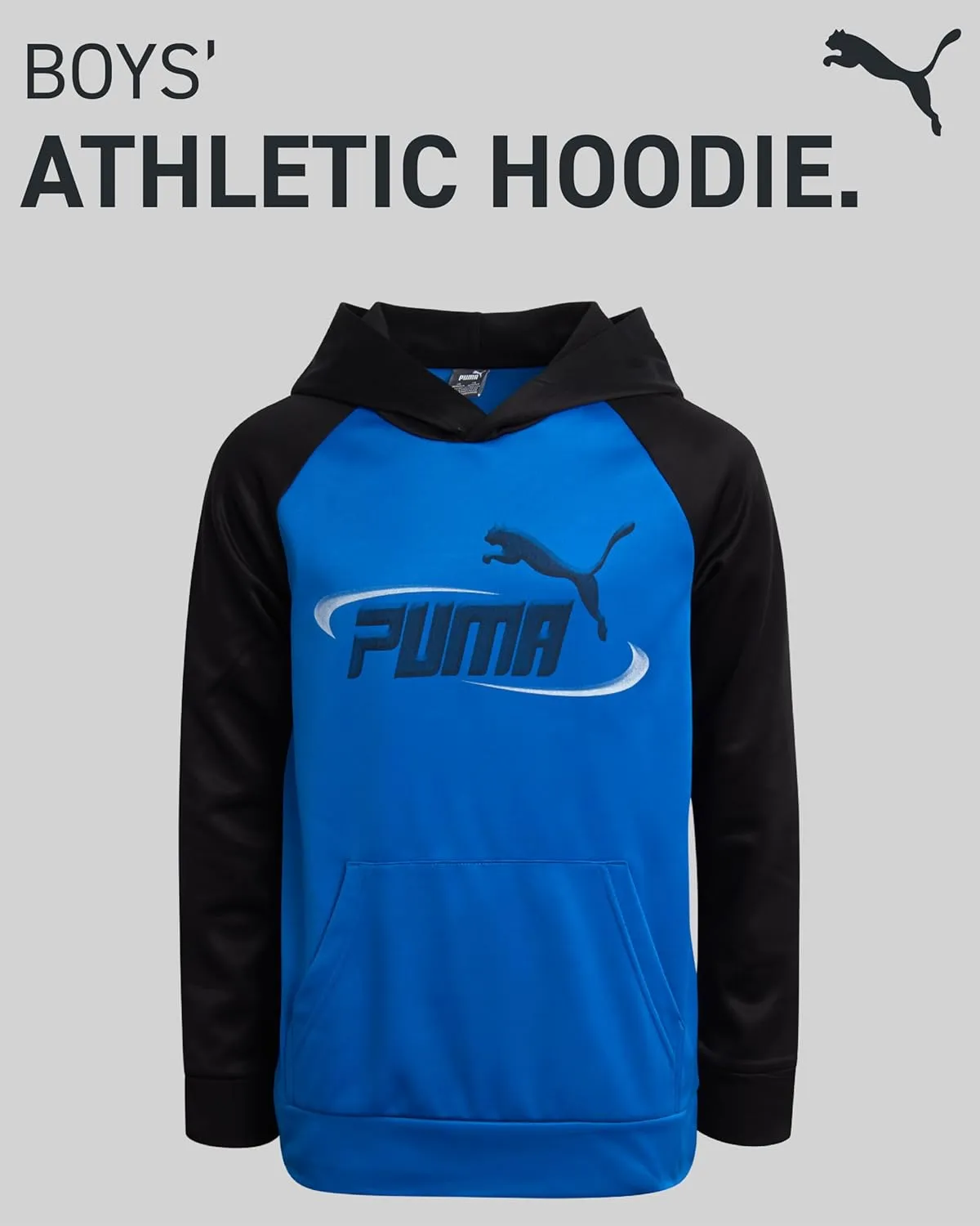 PUMA Boys' Athletic Hoodie - Performance Fleece Pullover Graphic Sweatshirt for Boys (Sizes: 8-20)