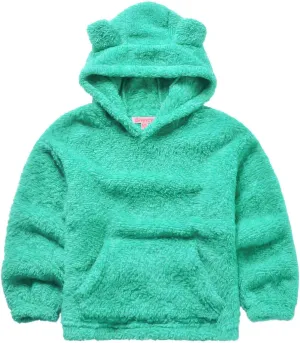 QPANCY Girls Sherpa Pullover Hoodie Kids Fleece Cat Clothes Winter Fall Coat Top