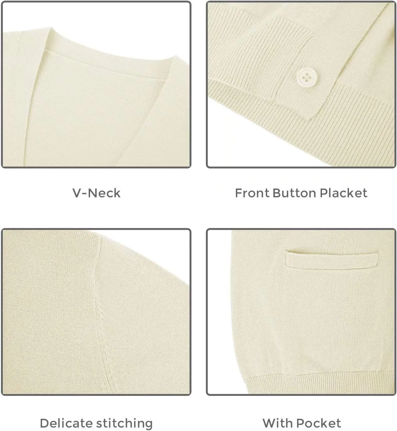 QUALFORT Men's 100% Cotton Cardigan Sweater Casual V-Neck Button Down Knitted Outerwear with Pockets