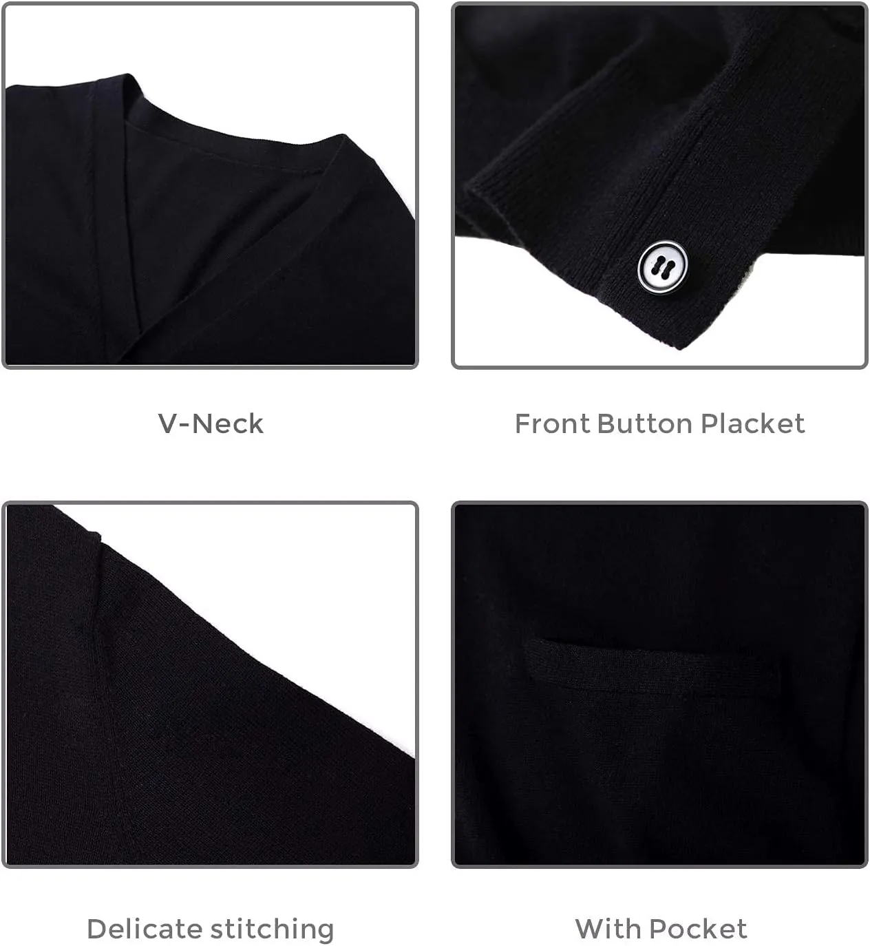 QUALFORT Men's 100% Cotton Cardigan Sweater Casual V-Neck Button Down Knitted Outerwear with Pockets
