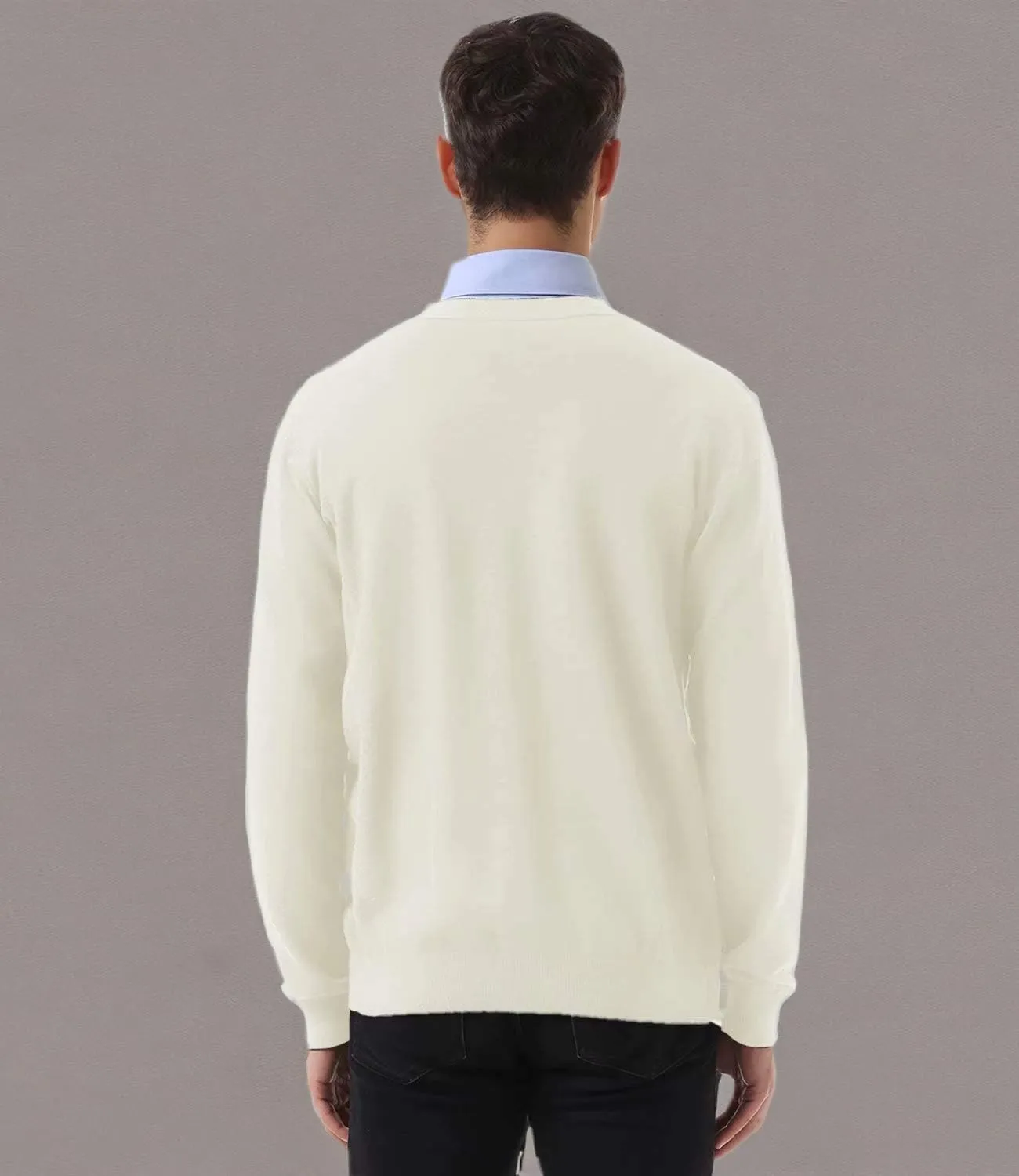 QUALFORT Men's 100% Cotton Cardigan Sweater Casual V-Neck Button Down Knitted Outerwear with Pockets