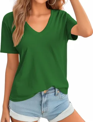 QUALFORT Women's V Neck T-Shirt Women