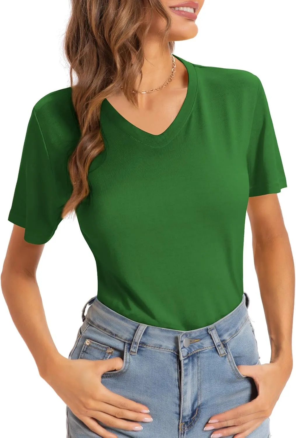 QUALFORT Women's V Neck T-Shirt Women