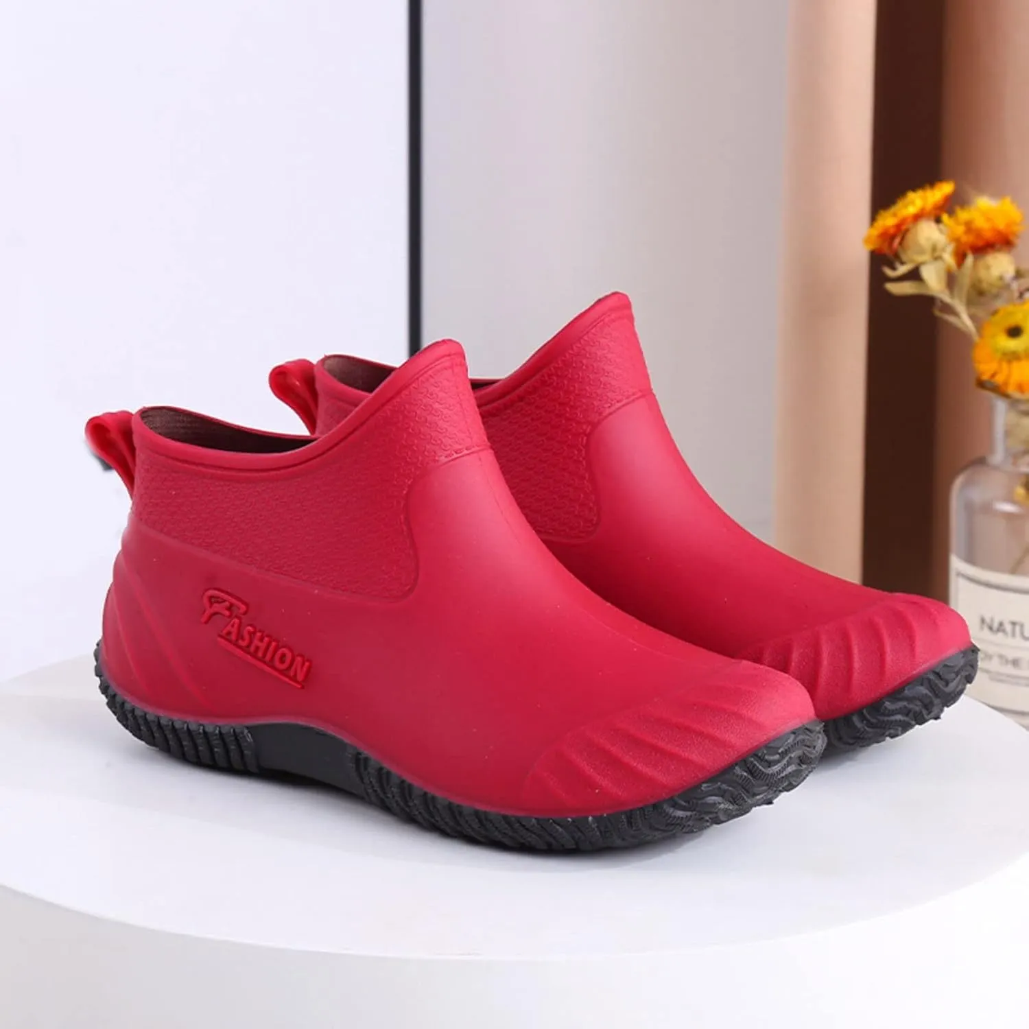 Rain Boots Women Women's Ankle Rain Boots Waterproof Garden Shoes Rubber Rain Shoes for Hunting Gardening Farming