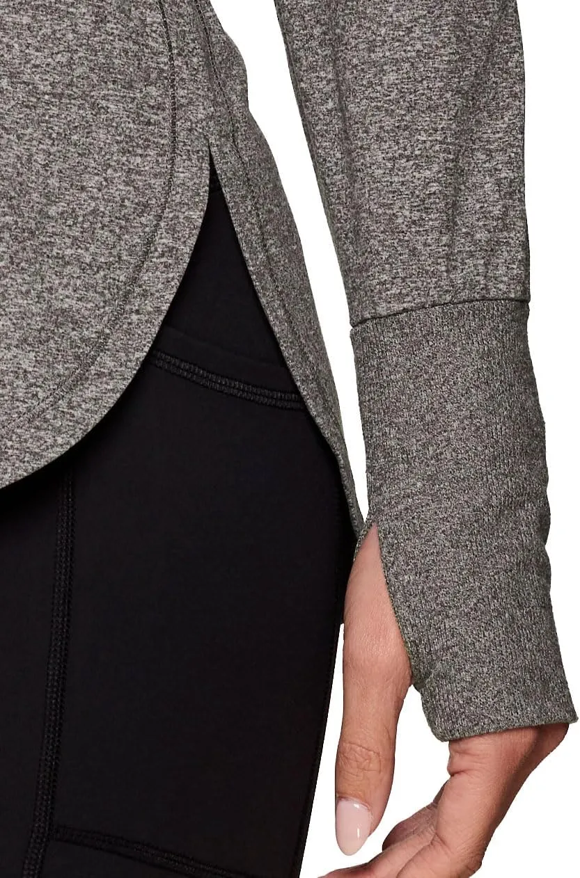 RBX Activewear Women's Yoga Tunic Top, Relaxed Fit Lightweight Buttery Soft Crewneck Long Sleeve Tee with Ribbed Trim