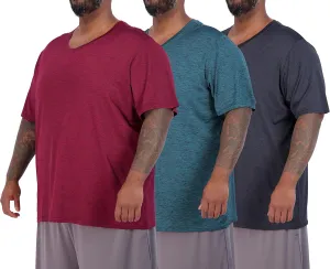 Real Essentials 3 Pack: Mens Big & Tall V-Neck Short-Sleeve Tech Stretch Dry-Fit T-Shirt (3X Tall-5X Tall)