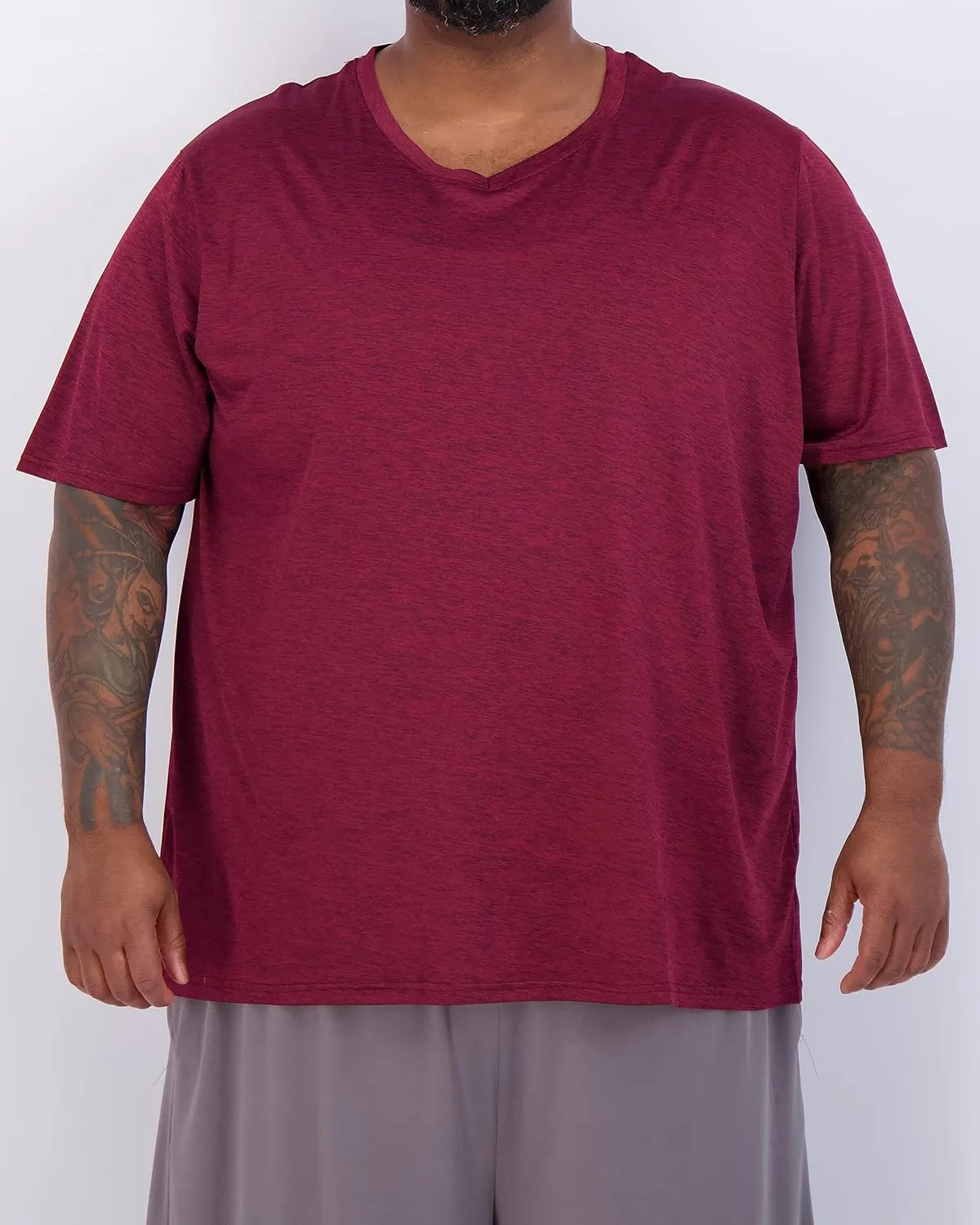 Real Essentials 3 Pack: Mens Big & Tall V-Neck Short-Sleeve Tech Stretch Dry-Fit T-Shirt (3X Tall-5X Tall)