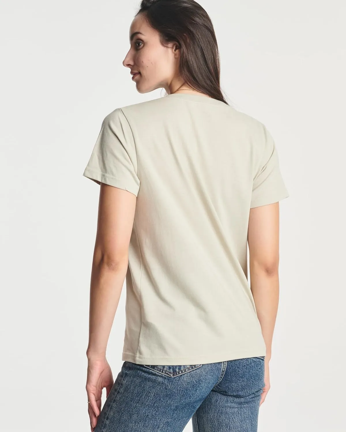 Real Essentials 4 Pack: Women's Classic-Fit Cotton Short-Sleeve V-Neck T-Shirt (Available in Plus Size)