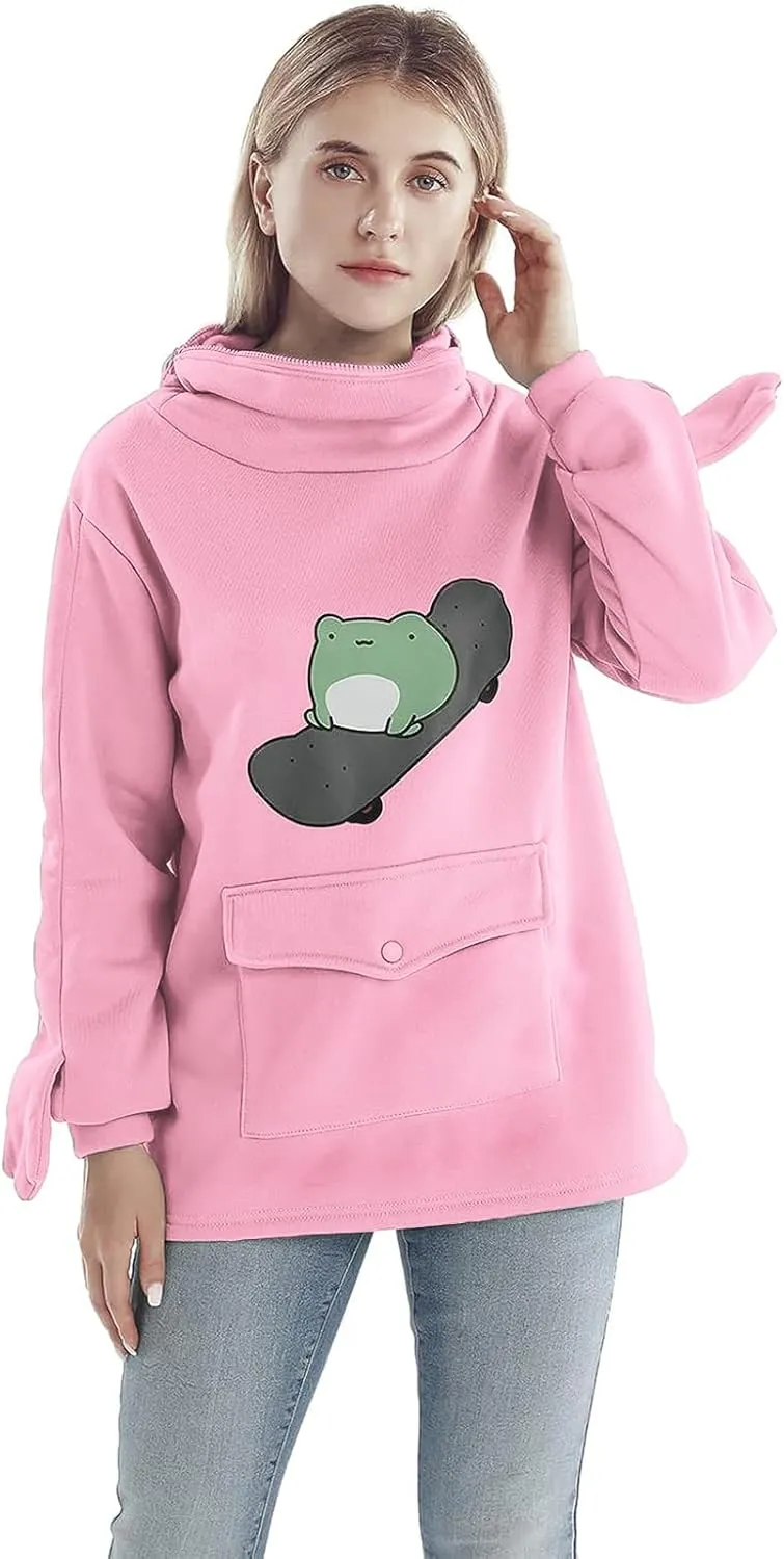 RGOSME Frog Hoodie Teen Girls Cute Oversized Graphic Hoodies Women Sweatshirt Cosplay Costume Pullover Tops