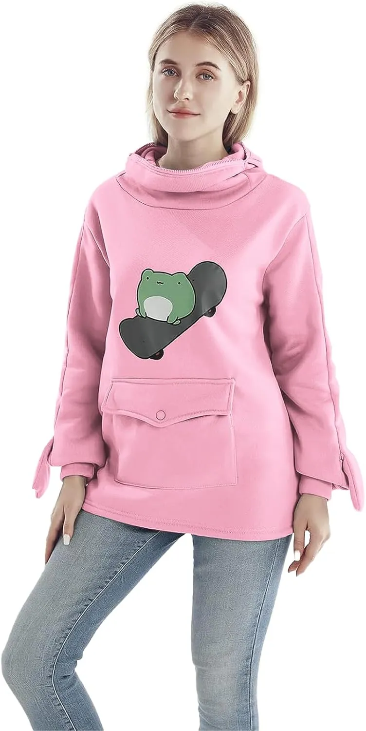 RGOSME Frog Hoodie Teen Girls Cute Oversized Graphic Hoodies Women Sweatshirt Cosplay Costume Pullover Tops