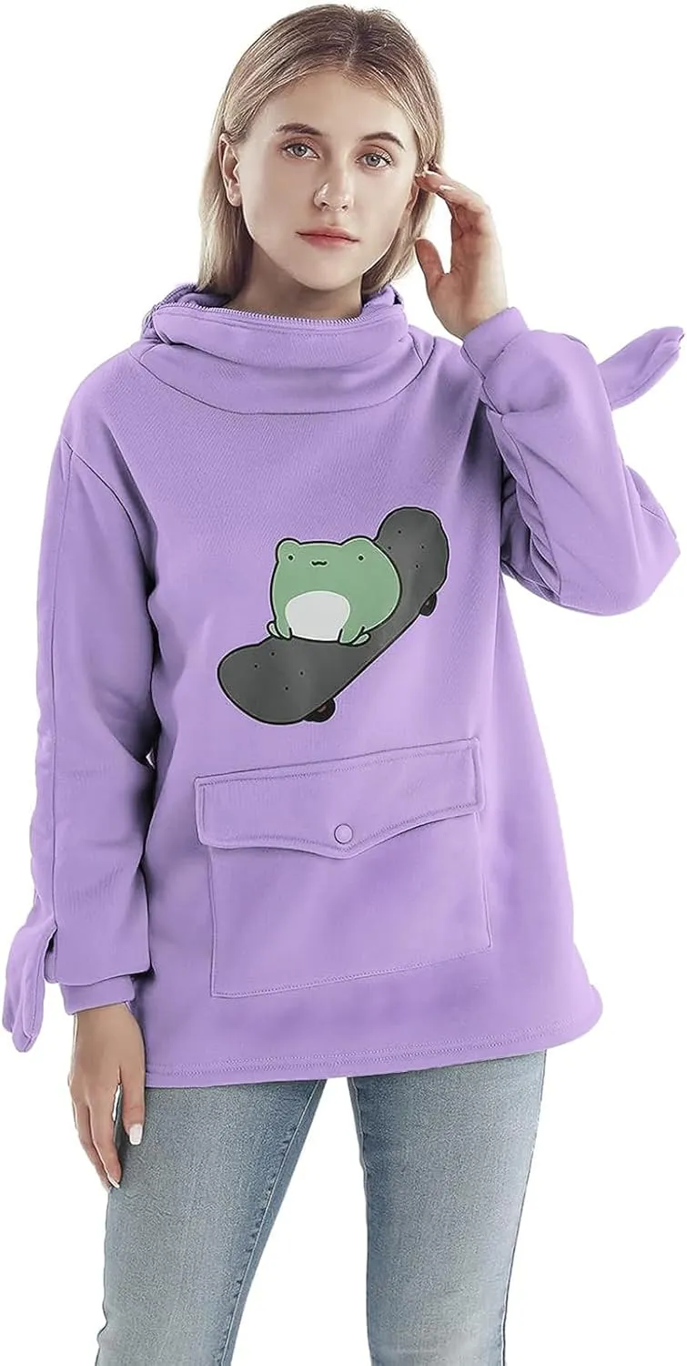 RGOSME Frog Hoodie Teen Girls Cute Oversized Graphic Hoodies Women Sweatshirt Cosplay Costume Pullover Tops