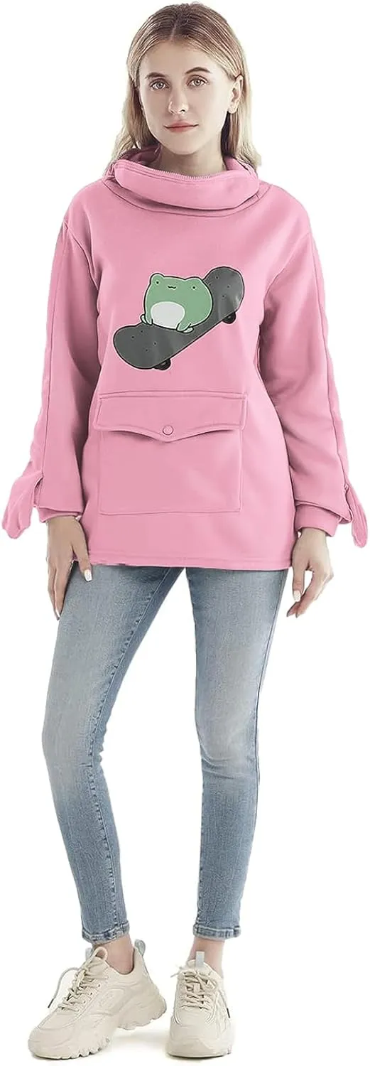 RGOSME Frog Hoodie Teen Girls Cute Oversized Graphic Hoodies Women Sweatshirt Cosplay Costume Pullover Tops