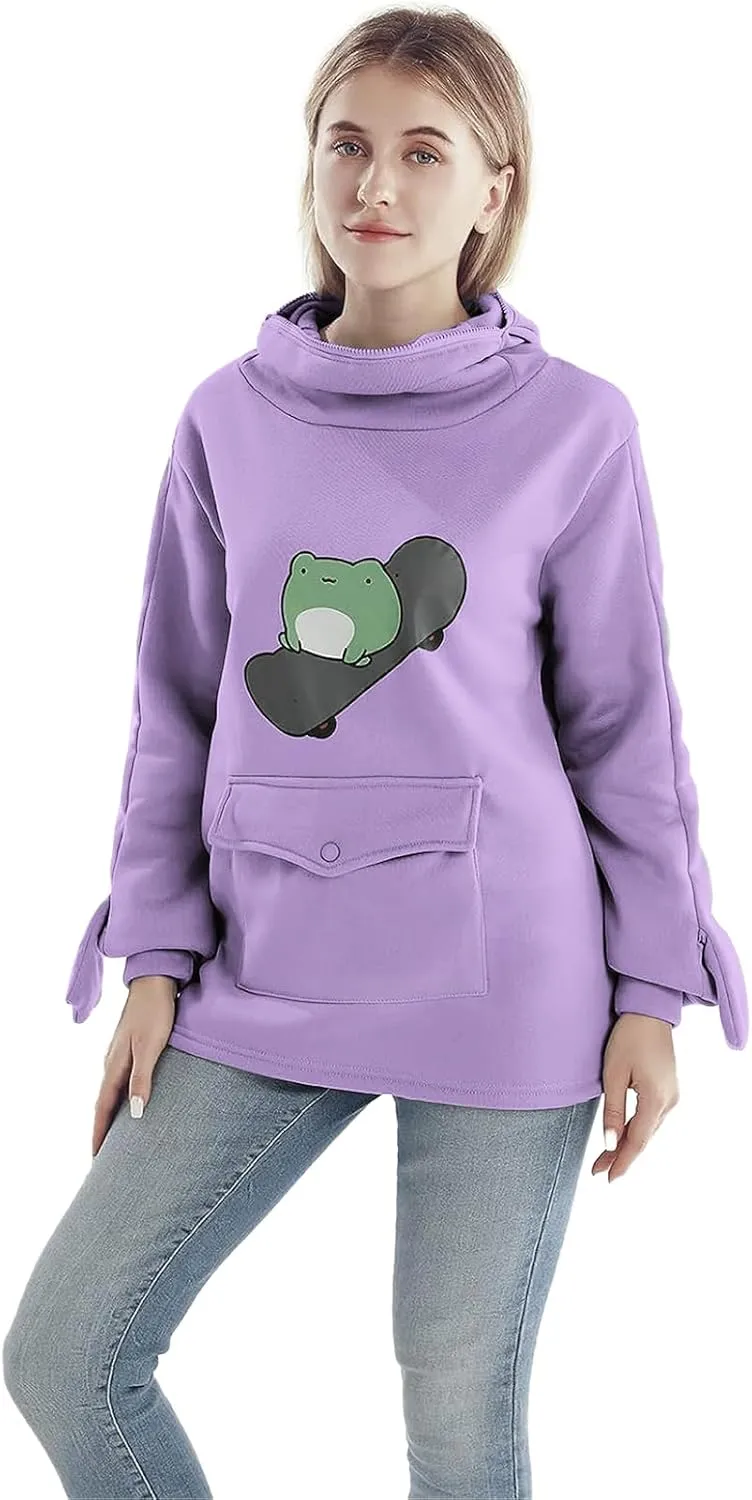 RGOSME Frog Hoodie Teen Girls Cute Oversized Graphic Hoodies Women Sweatshirt Cosplay Costume Pullover Tops