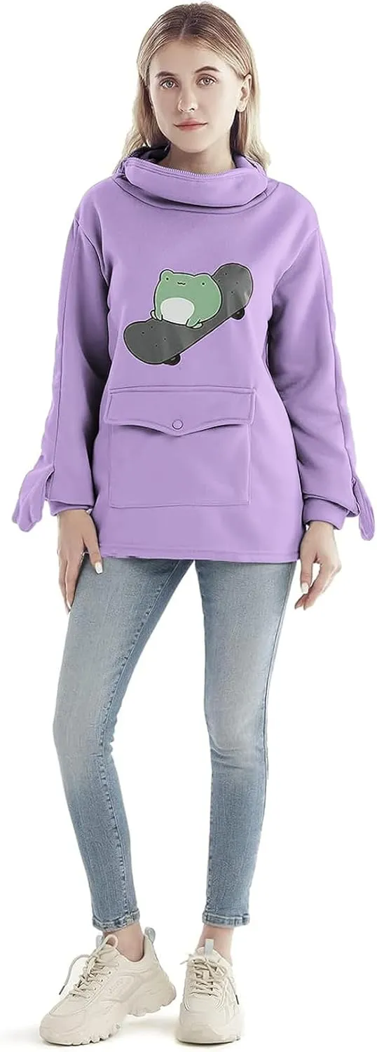 RGOSME Frog Hoodie Teen Girls Cute Oversized Graphic Hoodies Women Sweatshirt Cosplay Costume Pullover Tops