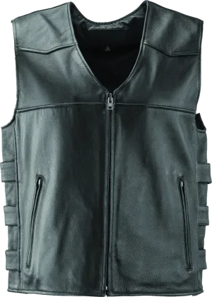 River Road Plains Leather Vest Black - Small