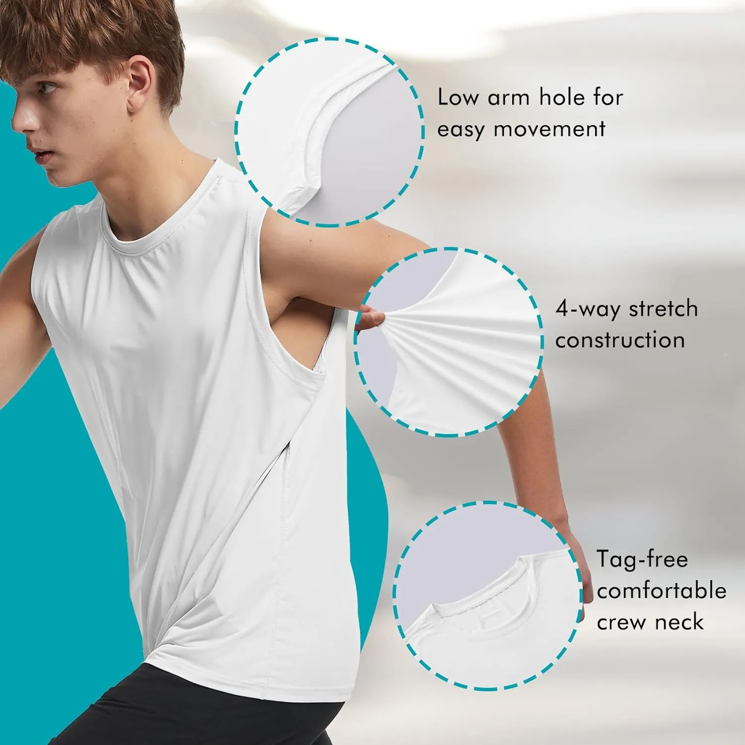Riverruns Men's Sleeveless Tank Tops Quick Dry Workout Shirts for Gym Fitness Running Beach Swim
