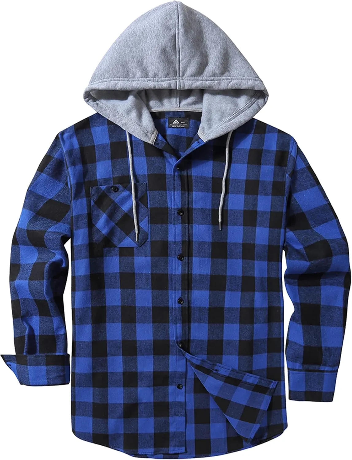 SCODI Mens Flannel Hoodie Shirt Casual Button Down Plaid Jacket Shirts Stylish Long Sleeve Shirts with Pocket