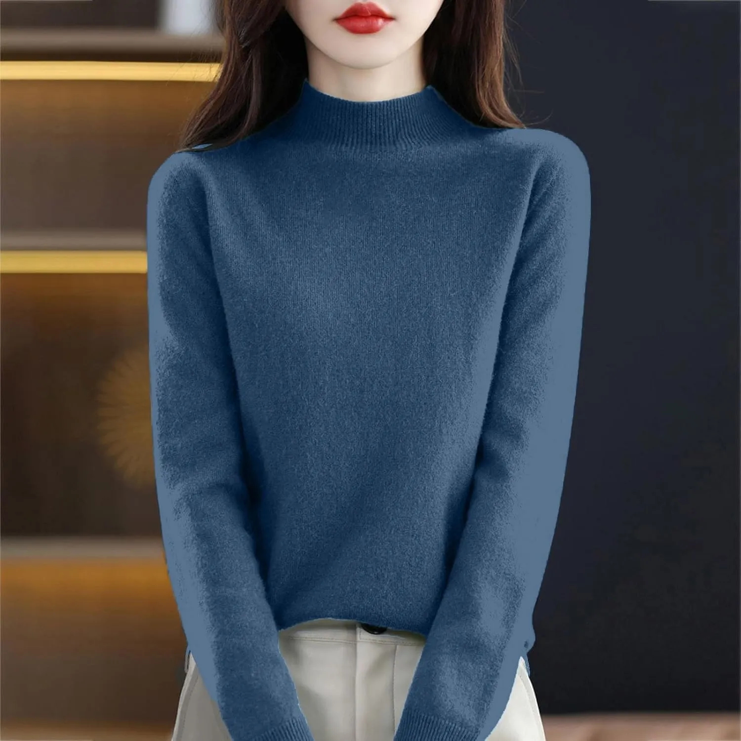 SERYU Cashmere Sweaters for Women Half Turtleneck Long Sleeve Jumper Knitted Pullover Warm Cashmere Sweater Tops