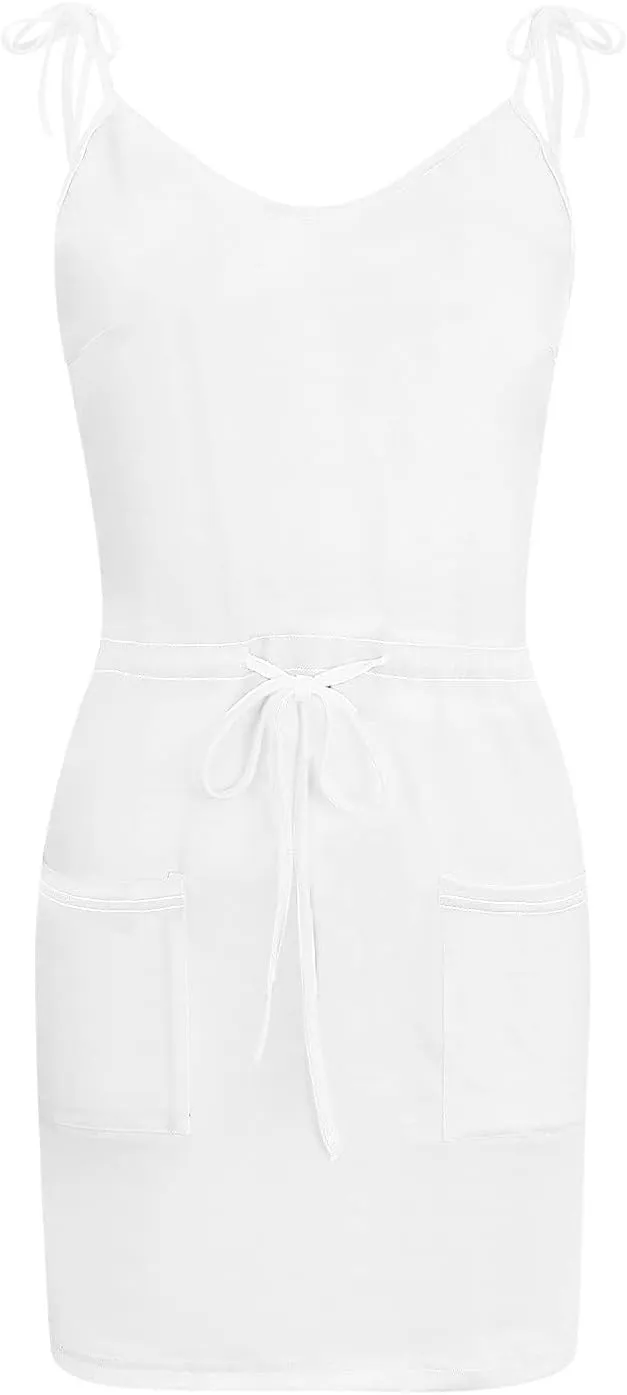 SERYU Women Summer Casual Sleeveless Dresses Spaghetti Strap V-Neck Mini Dress Party Beach Sundress with Pocket