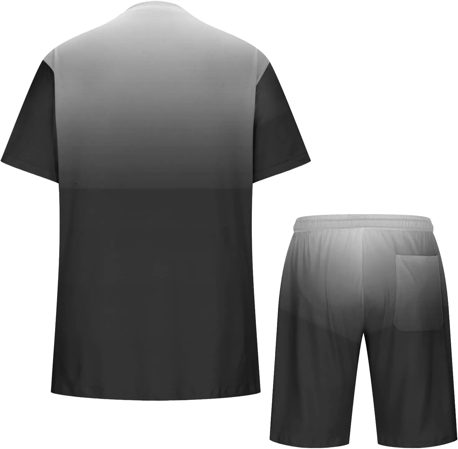 Sinzelimin Sport Casual Set for Men Two Piece Tracksuit O-Neck Short Sleeves Tees Shirts Shorts Sweatpant Jogger Workout Suit