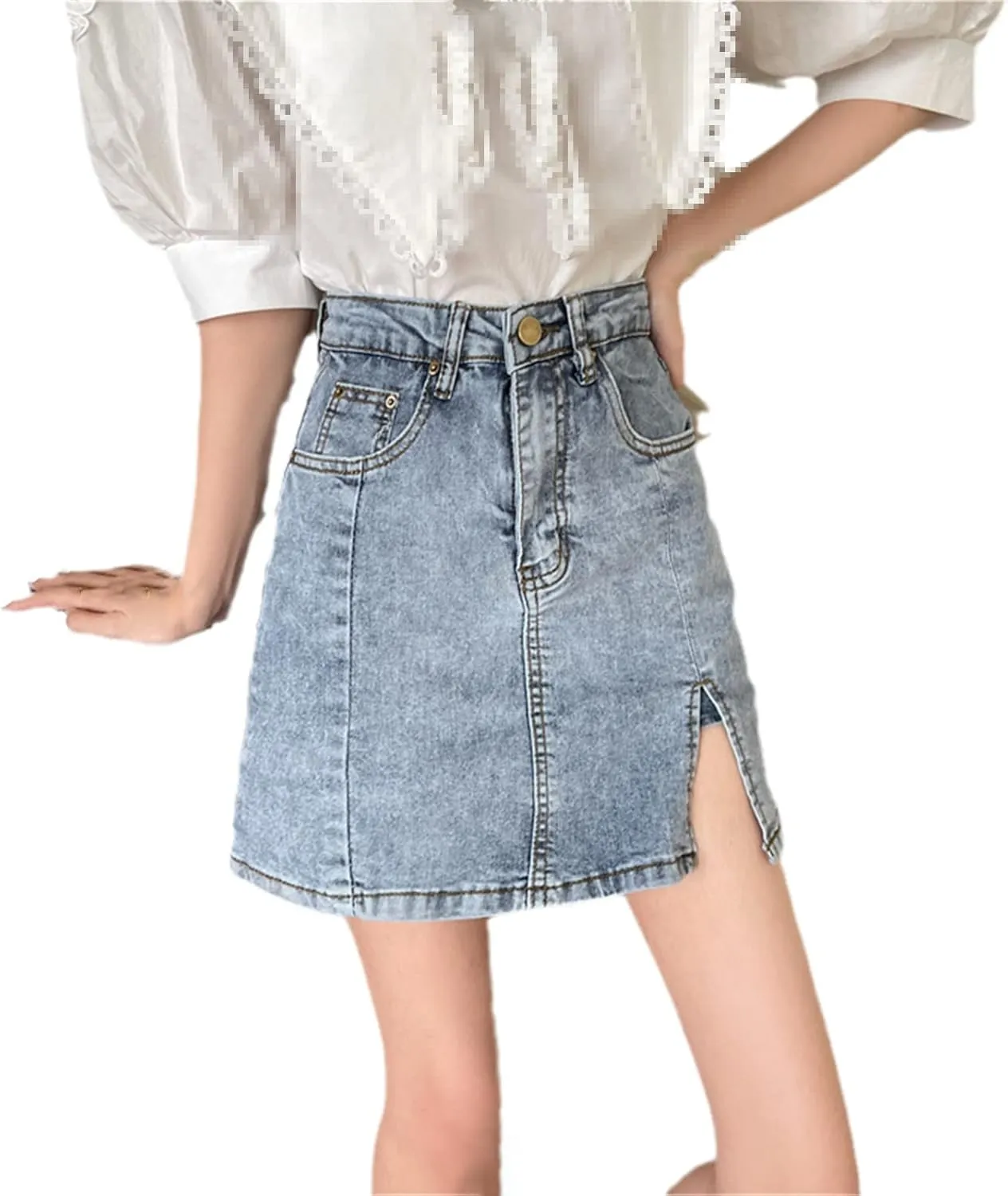Skirts Women Mini Denim Spring Slit Fashion High Waisted Sexy Vintage Loose Denim Streetwear