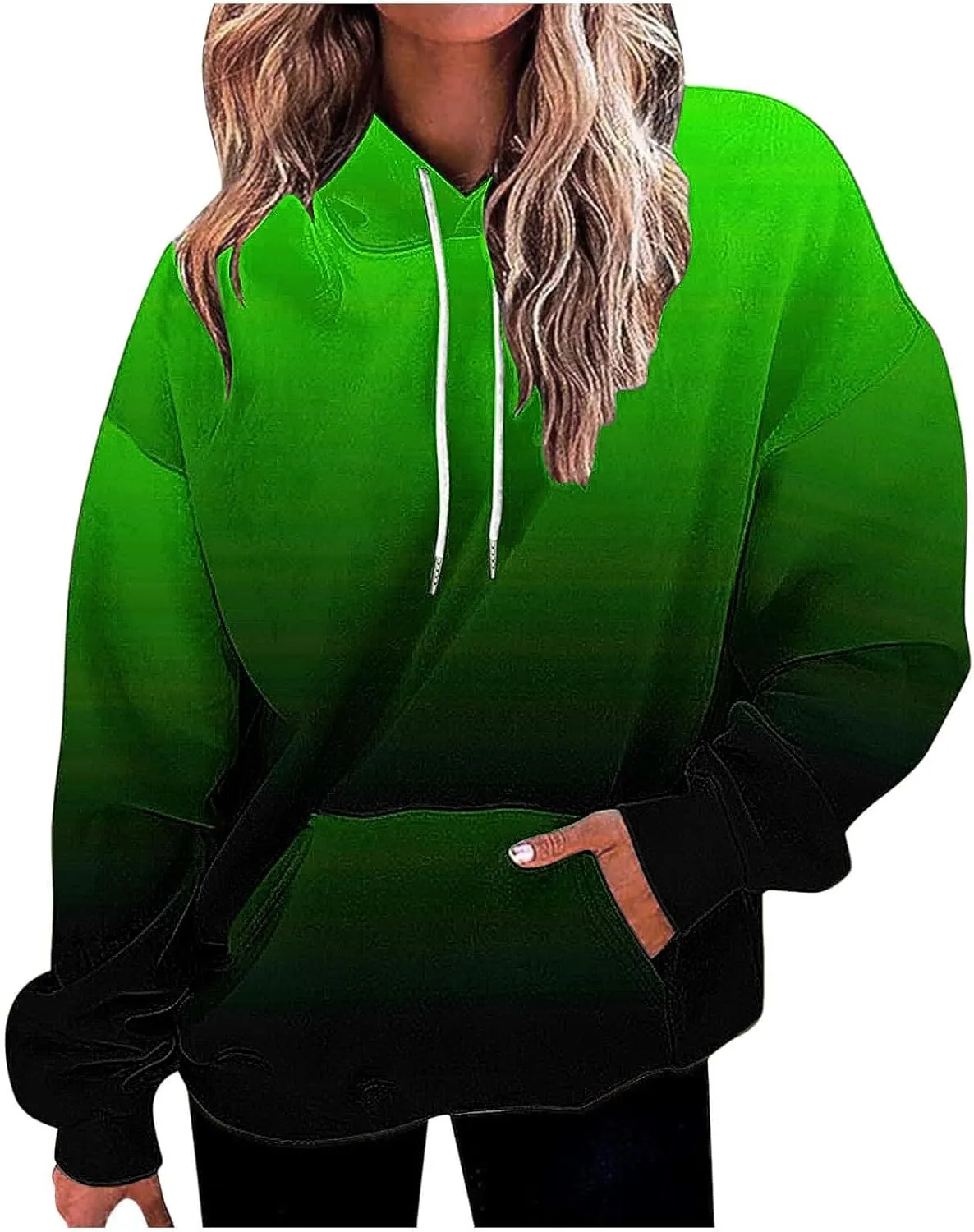 SMIDOW Oversized Hoodies For Women Trendy 2024 Gradient Plus Size Pullover Tops Teen Girls Fall Outfits Hooded Sweatshirt