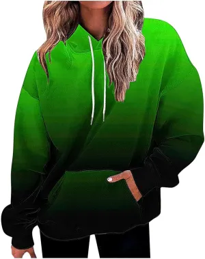 SMIDOW Oversized Hoodies For Women Trendy 2024 Gradient Plus Size Pullover Tops Teen Girls Fall Outfits Hooded Sweatshirt