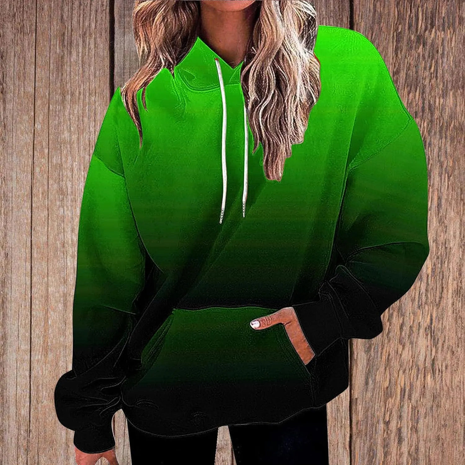 SMIDOW Oversized Hoodies For Women Trendy 2024 Gradient Plus Size Pullover Tops Teen Girls Fall Outfits Hooded Sweatshirt