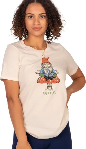 Soul Flower Cotton Women's Short Sleeve Gnomaste T-Shirt, Ladies Natural Crew Neck Classic Graphic Tee Top