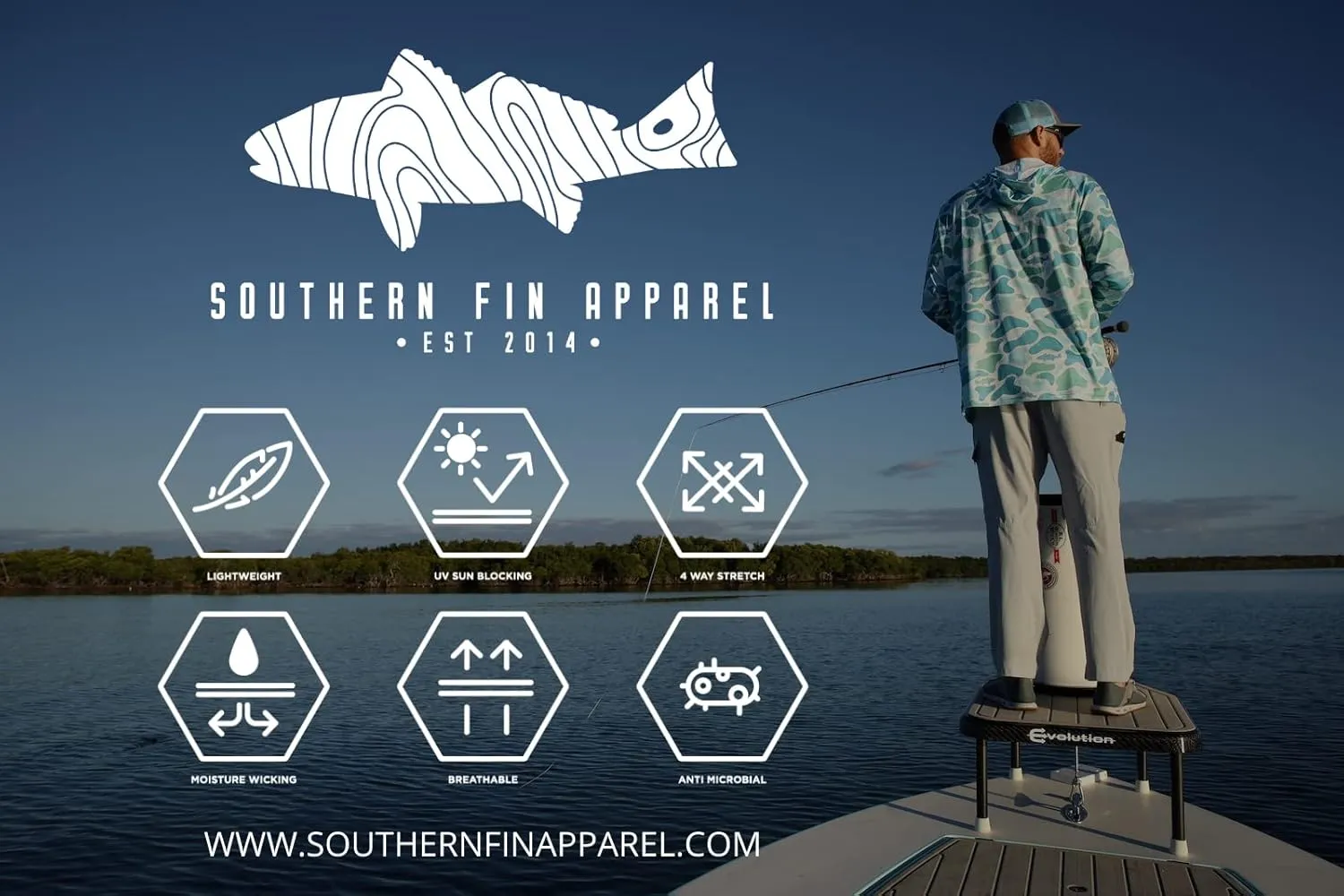Southern Fin Apparel Performance Fishing Hoodie Shirt for Men Women UPF UV 50  Lightweight With Hood