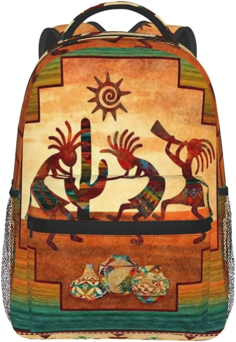Southwest Native American Kokopelli Backpack Laptop Backpack Sports Travel Shoulder bag Light casual backpack