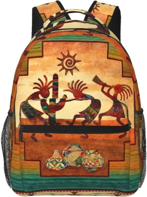 Southwest Native American Kokopelli Backpack Laptop Backpack Sports Travel Shoulder bag Light casual backpack