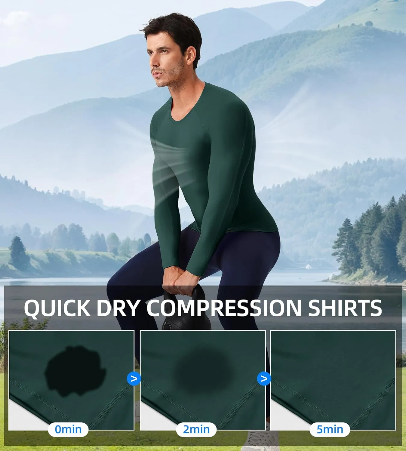 SPVISE Compression Shirt Men Long Sleeve, Cool Dry Men's Athletic Workout Running T-Shirt Tops, Sports Rash Guard Base Layer