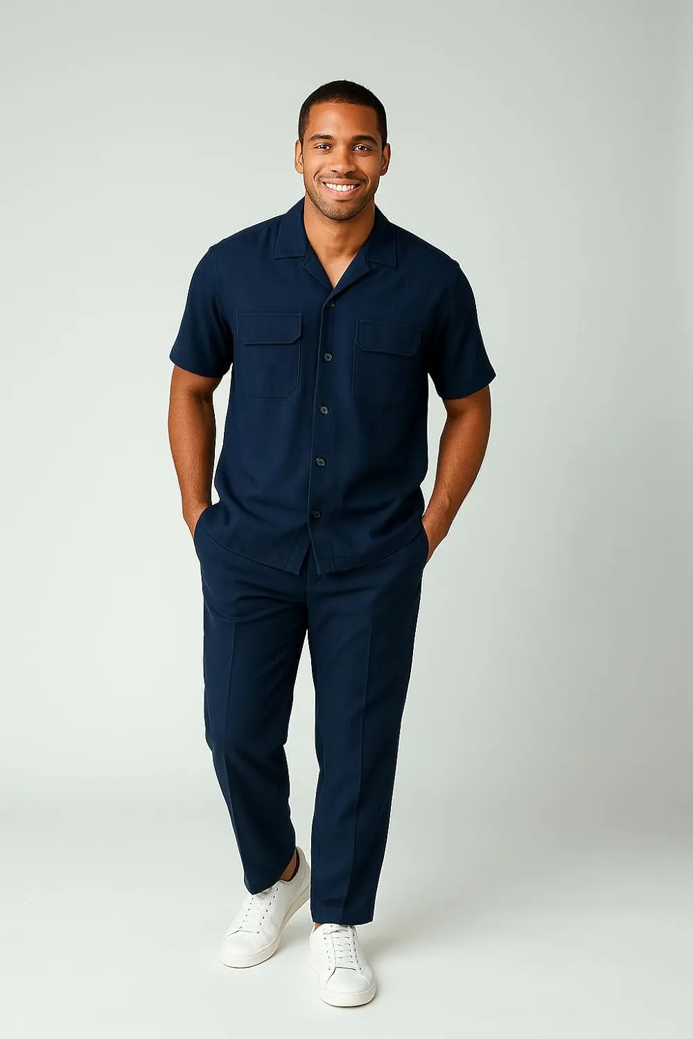 STACY ADAMS Men's Linen Shirt Pant Set